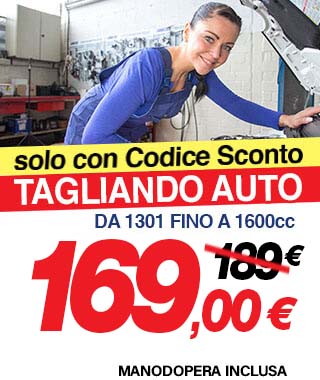 Tagliando auto 1301 a 1600cc a 189 euro