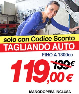 Tagliando auto 1300cc a 139 euro
